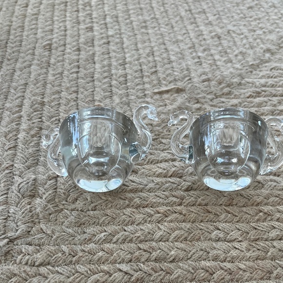 Pair of Clear Glass Vintage Swan Candle Holders - Perfect for Valentine's Day - Picture 9 of 15